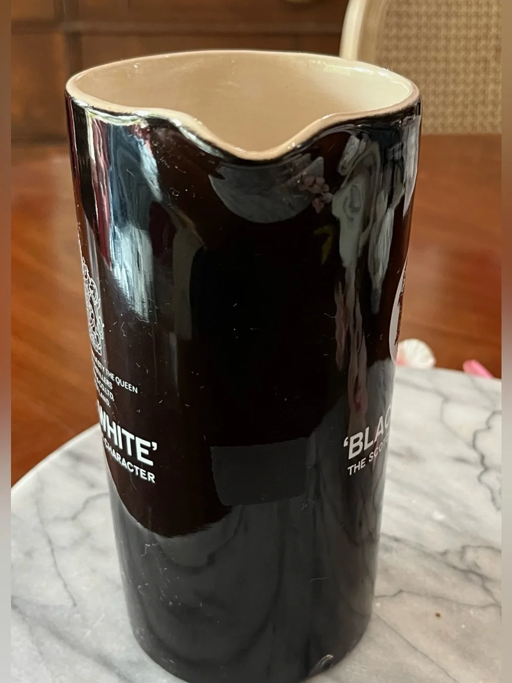 VTG A+ Black & White Scotch Whisky Pitcher Wade Regicor London Ceramic Pub Jug